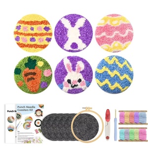 Kit de bordado para adultos y niños: Base de tela para posavasos con aguja mágica para punto de cruz y costura - Product Image 4