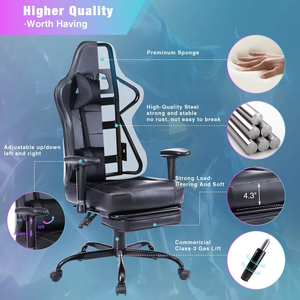 Günstige Peru Marke Preis Top 10 Hot Sale Online blau schwarz Massage verstellbare Armlehne Gaming Stuhl mit Fuß stütze und Massage - Product Image 3