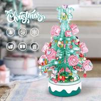 Boîtes à musique compatibles, arbres de Noël, blocs de construction, éclairage musical, assemblage de petites particules, jouets de puzzle pour enfants