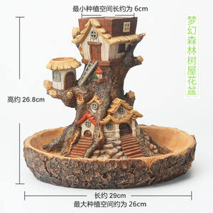 Moderne Sprookjesachtige Tuin Miniatuur Stronk Hars Bloempot Cartoon Grote Boomhut Sappige Planter Balkon Plant Bloempotten - Product Image 3