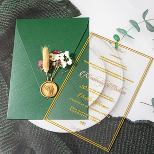 Invitations <span class=keywords><strong>de</strong></span> <span class=keywords><strong>mariage</strong></span> verticales <span class=keywords><strong>haut</strong></span> <span class=keywords><strong>de</strong></span> <span class=keywords><strong>gamme</strong></span> en acrylique avec estampage doré, idéales pour fleurs séchées et gypsophile, vente transfrontalière - Product Image 2