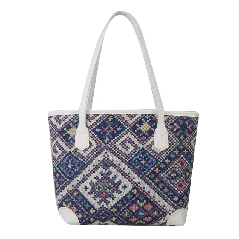 Atacado 2023 Mulheres Grande Vintage Boho Sacola Senhoras De Couro De Luxo Handle Bohemian Estilo Étnico Bolsa De Ombro