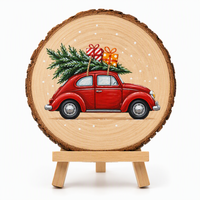 Décoration en rondelles de bois naturel non finies pour Noël, motif cloche de houx, projet d'artisanat fait main, fournitures pour fête de Noël en intérieur