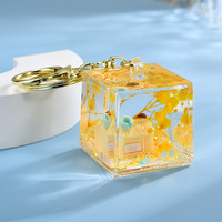 Pendentif Bouteille d'Huile Liquide en Acrylique Tendance Mode, Porte-clés Lumineux pour Couple Fête de Qixi, Sac à Dos Dessin Animé Maison Arbre