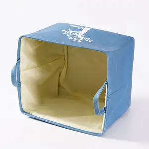 China Fornecedor eco tecido amigável armazenamento cesta bin dobrável lona armazenamento recipientes organizando cestas com alça