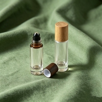 Flacon vide personnalisé en verre pour déodorant roll-on et huiles essentielles, avec bouchon roll-on, sérigraphié, forme ronde, pour soins de la peau