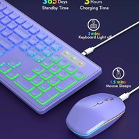 Clavier et souris sans fil ergonomiques RVB rétroéclairés 2,4 G avec angle inclinable USB 2000 dpi pour ordinateur portable (en stock)