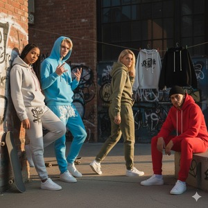 Nuovo Completo Invernale Oversize <span class=keywords><strong>con</strong></span> Felpa Lunga di Design e Pantaloni Sportivi in Cotone <span class=keywords><strong>con</strong></span> Patch Ricamata, Abbigliamento Casual Sportivo da Uomo - Product Image 2