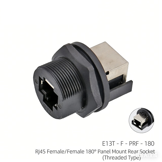 Waterproof CAT6a Gigabit RJ45 Connector IP67, Front & Rear Panel Mount, Dual Female Port, PCB Solder Tail Board Socket