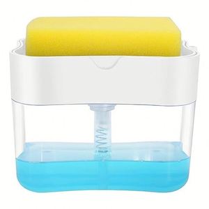 Plastic Liquid Soap Dispenser Hand Press Soap Pump <b>Sponge</b> <b>Holder</b> <b>Kitchen</b> Sink Organizer Caddy 2 in 1 <b>Kitchen</b> Accessories Set - Product Image 2