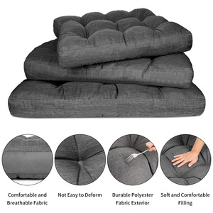 Coussin pour chien épais gris 98x77x12cm, rectangulaire, garnissage en fibre de polyester, matelas quatre saisons pour chiens - Product Image 4