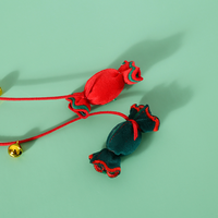 Bâtonnet de chat interactif en forme de bonbon de Noël, avec clochette et jouet en peluche, pour le jeu des animaux de compagnie - Vente chaude
