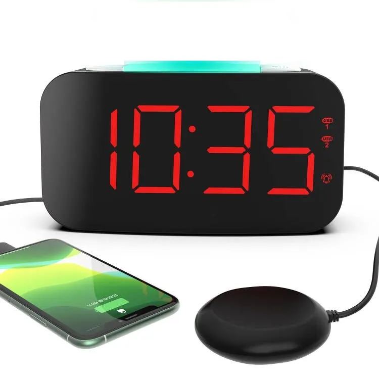 For Heavy-Duty Loud Alarm Clock Electronic Alarm Clock With Usb Port Visually Impaired Products Shaker Alarm