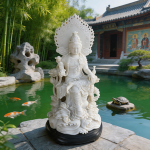 Estatua de Buda Shakyamuni de Mármol Blanco Natural para Exteriores, Ideal para Exhibiciones en Grandes Templos, Adorno de Suelo de Inspiración Zen - Product Image 3