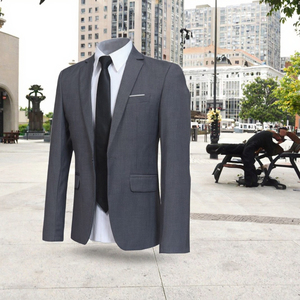 SF2398F Factory Custom Men's Casual Two-Piece Set New Fashion British Style Breathable Knitted Small Solid Wedding Bridal Suits - Product Image 4