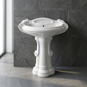 Vistaar Glossy White Ceramic 25x19 Inch Full Pedestal Wash Basin Hospital Hand Wash Sink Made in India - Product Image 6