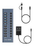 Hub USB 3.2 Gen2 10 Gbps à 10 ports avec 5 ports USB-A et 5 ports USB-C, adaptateur d'alimentation haute vitesse 48 W - En stock