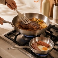 Poêle à frire pour steak en acier inoxydable 304 à trois couches, finition miroir, bord poli, nettoyage facile, cuisine domestique, directement de l'usine
