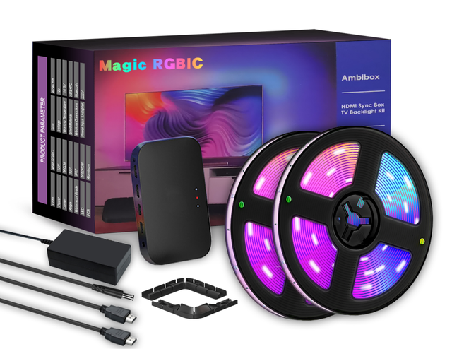 Smart LED Light Strings with Dynamic RGB Ambient Lighting | 12V App Voice Control for TV/Gaming | Alexa Google Home Compatible
