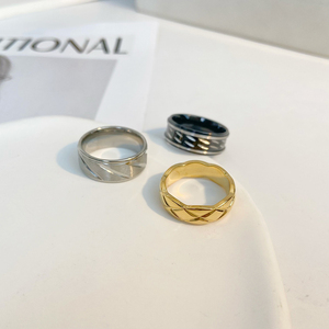 Nhẫn Đen Mới Cho Nam Họa Tiết Nổ Bằng Thép Không Gỉ Nhẫn Họa Tiết Kim Cương Nhẫn Đôi Bằng Thép Titan - Product Image 2