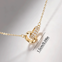 Collier pendentif double cercle entrelacé en laiton plaqué or 18 carats, serti de zircone cubique, chaîne de clavicule pour femme, OEM ODM