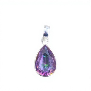 Pendentif en quartz mystique de luxe, argent sterling 925, coupe poire, bijoux faits à la main, fabricant de bijoux de designer, Jaipur - Product Image 3