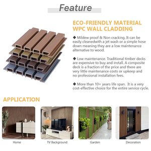 Revêtement mural intérieur 3D en bois véritable, panneaux muraux acoustiques en plastique WPC insonorisés pour chambre à coucher - Product Image 2