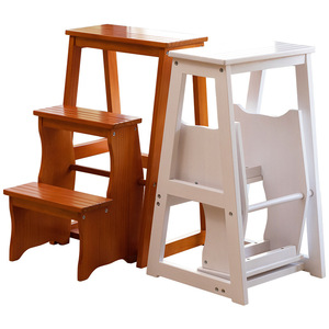 Solid wood ladder <b>stool</b>, dual-purpose multi-functional household ladder, folding ladder, indoor folding footstool, children's - Product Image 5
