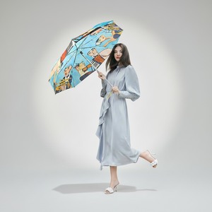 Paraguas Plegable Manual de 23 Pulgadas, Impermeable, para Sol y Lluvia, Portátil, Compacto, de Tres Pliegues, Colorido, Fabricante Chino, para Mujer - Product Image 1
