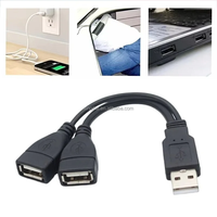 Kabel Ekstensi USB 3.0 ke USB 3.0 2.0, USB Male ke Dual USB Female, Kabel Adaptor Komputer dengan Daya Tambahan dan Data, Satu ke Dua