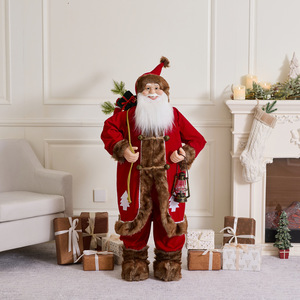 LINGKAI Plush Santa Claus Figurine with Gift <b>Box</b> and Pine Branch <b>Christmas</b> Home Tabletop Decor Ornament for Holiday Display - Product Image 5