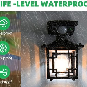 Solar <b>Sensor</b> <b>Light</b> Outdoor 10W LED Patio Garden Street Lighting With <b>Motion</b> Detection Black Lantern Style - Product Image 2