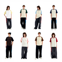 Kaos Raglan Lengan Pendek Pria Musim Panas Baru 210g Katun Murni, Model Longgar, Menyerap Keringat, Bernapas, Nyaman