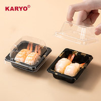 KARYO-Récipient alimentaire jetable en PET, boîte à sushi, emballage en plastique transparent, couvercle anti-buée, 1200, vente en gros