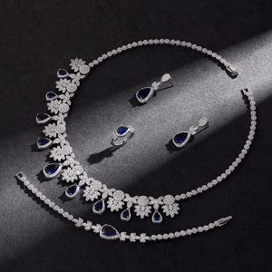 Quyến rũ 4pcs Vòng cổ bông tai Bộ cho phụ nữ saudi arabia Bridal trang sức Set cubic zircon Wedding Jewelry - Product Image 6