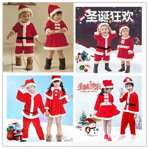 Costumes de Noël pour enfants, tenues de Père Noël en velours rouge, vêtements de spectacle pour garçons et filles, vêtements de fête - Product Image 4