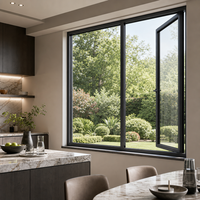 Fenêtre à battant ultra-mince WL95H pour villa de luxe moderne, cadre en alliage d'aluminium dissimulé, triple vitrage isolant