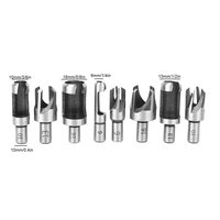 Kit de foret pour coupe-bouchon à bois à trou chanfreiné à quatre dents en acier à haute teneur en carbone durable petit coupe-trou pour bouchon à bois