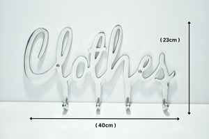 Modern Metal <b>Wall</b> Hooks “Clothes” Word Design Decorative Hanging <b>Rack</b> for Towels <b>Coats</b> & Home Organizer at Best Price - Product Image 2