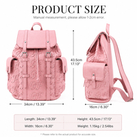 Mochila Plegable Personalizada de Cuero PU Ligero para Mujer, Cierre de Solapa con Cremallera, Bolsillos Laterales, Gran Capacidad, Fabricante OEM ODM, MOQ Bajo