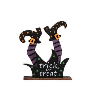 Venta caliente Decoraciones de Halloween <span class=keywords><strong>Brujas</strong></span> Fantasmas Adornos de madera pintados Disfraces de fiesta de Halloween Accesorios Adornos - Product Image 4