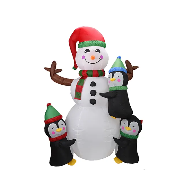 Home Yard indoor LED Christmas Snowman Inflatable 2023 With Penguin light up Christmas outdoor Decoration Santa Snowman