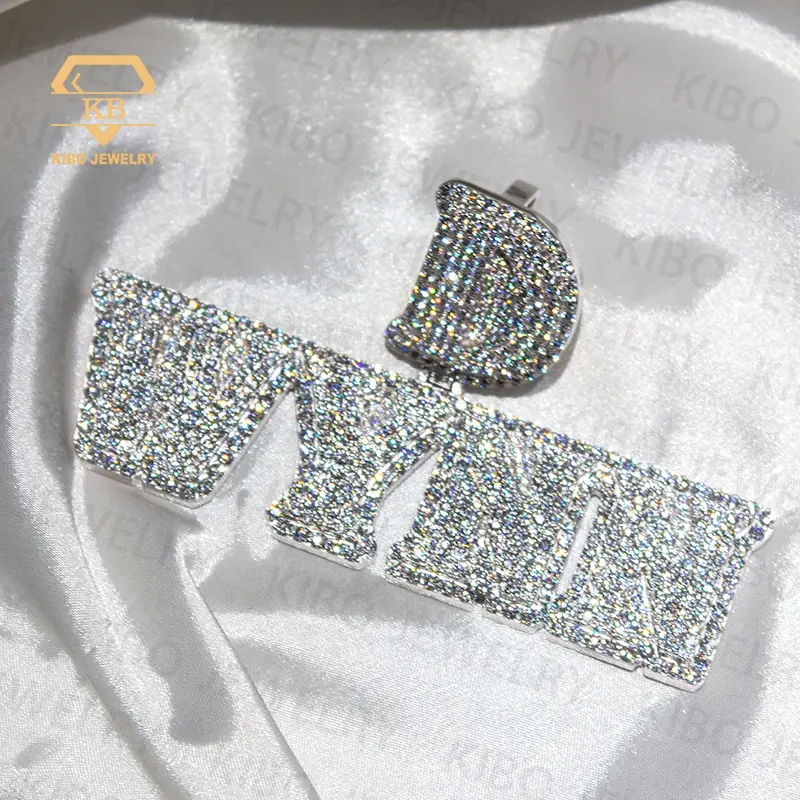 Hip Hop Người Đàn Ông Phụ Nữ Đồ Trang Sức Iced out Kim Cương Thư Tên Ban Đầu Cá Nhân Moissanite Tùy Chỉnh Mặt Dây Chuyền