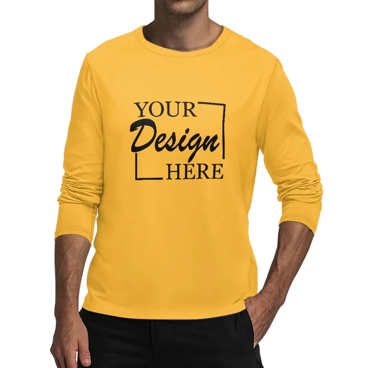 Custom New Clothes Men's Long Sleeve T-Shirt Imprimir On Demand Estilo Clássico Solto Vários Tamanhos T-Shirt Moda Versátil
