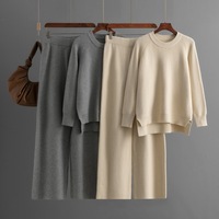 Ensemble de chandail tricoté d'hiver P-210, chandail ample et pantalon large, ensemble 2 pièces en tricot doux et chaud pour femmes, costumes de bureau