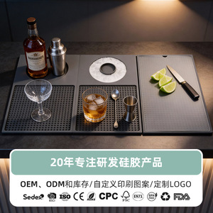 Silicone Tri-Fold Bar <b>Mat</b> Gray Black Foldable <b>Waterproof</b> Rectangle Camping Kitchen Outdoor Drain <b>Mat</b> - Product Image 1