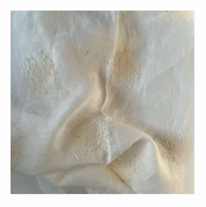 Fabricación nuevo diseño liso 100% tela de ramio bordado floral ramio tela para vestido cortina tela de lino bordada - Product Image 1