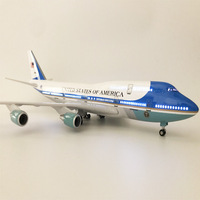 Grand modèle d'avion en résine UNITED OF AMERICA Air Force One avec éclairage LED, modèles d'avions de 18 pouces avec support en bois