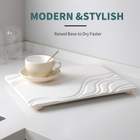 Plateau à vaisselle CC Super absorbant, absorption automatique de l'eau, anti-moisissure, avec pieds en bois pour usage domestique