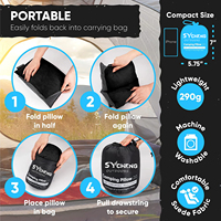 Oreiller de voyage gonflable ultra-léger et personnalisable, compressible, en mousse à mémoire de forme, lavable, pour voiture, avion, hamac